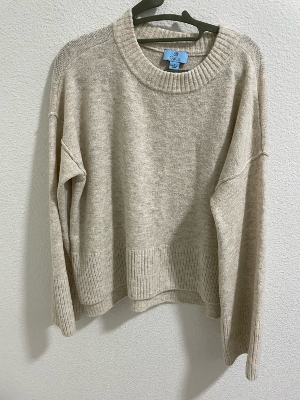 Cece Women's Cream Knit Crewneck Sweater